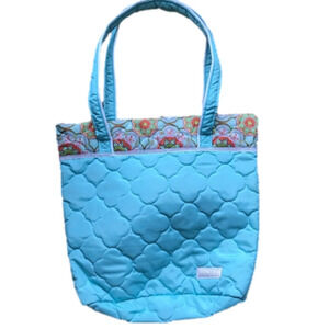 𝅺CINDA b turquoise nylon quilted purse/ handbag/ shoulder bag bucket bag.